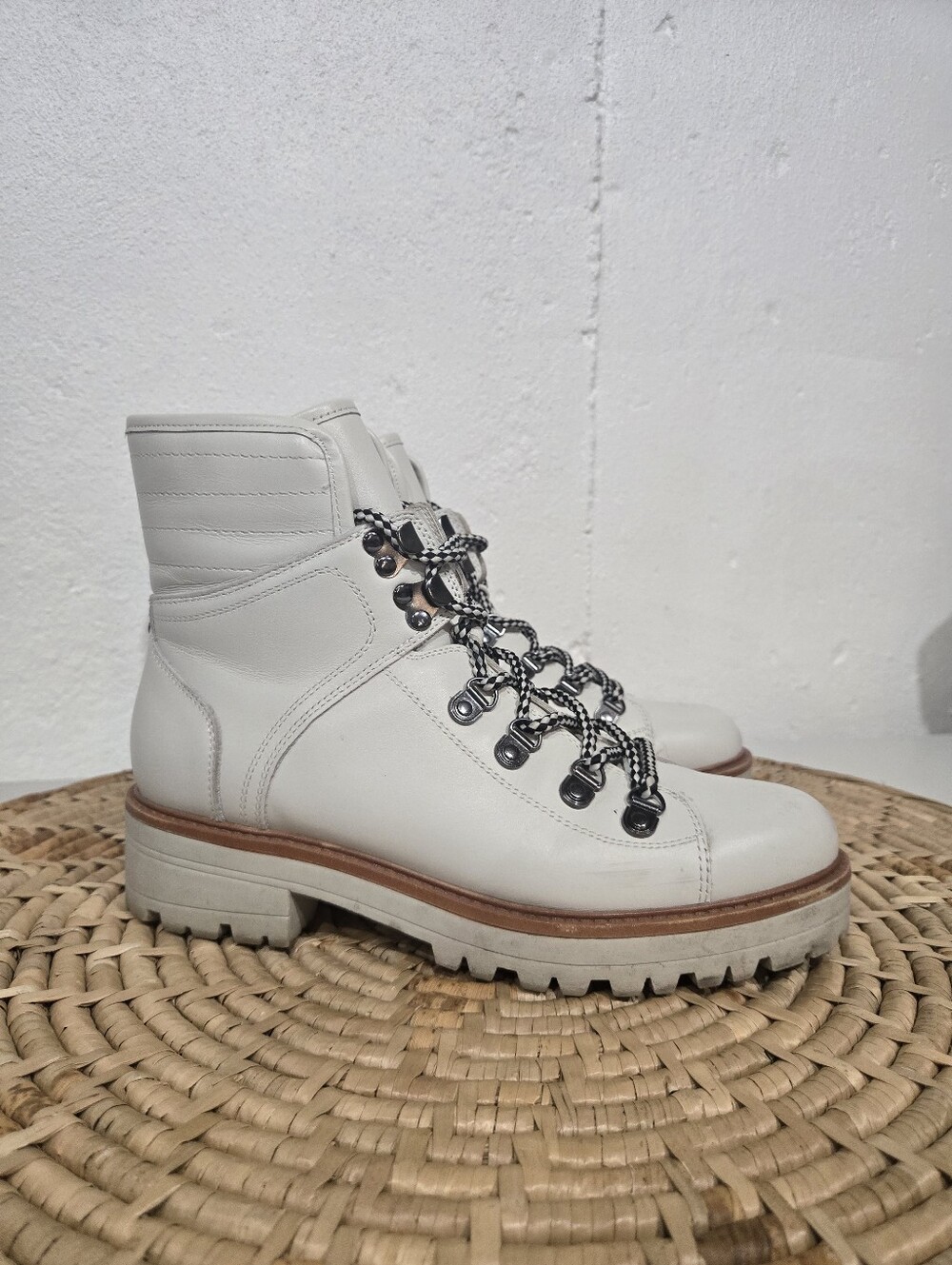 Marc Fisher Ivory White Combat Boots